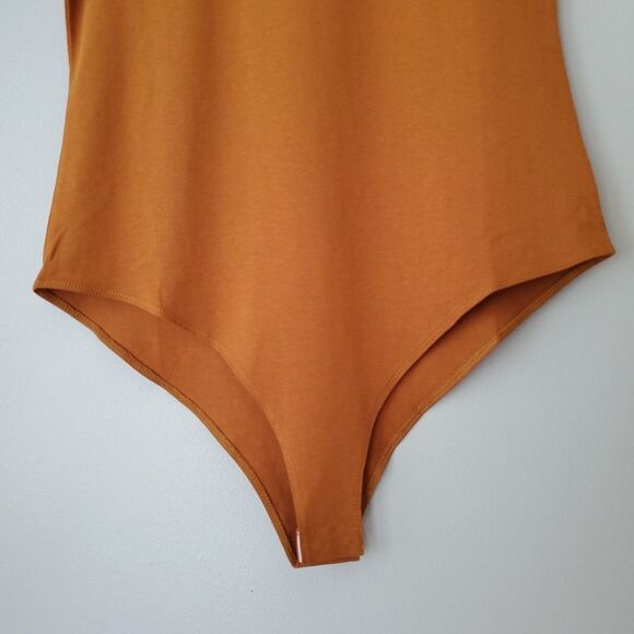 Mango Pop Brown Short Sleeve Crewneck Tee Shirt Bodysuit Womens Large - Picture 3 of 6